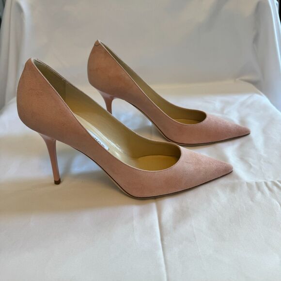 Jimmy Choo Ballet Blush Pink Suede Pointy Toe Pumps Size 8.5 - Picture 2 of 8